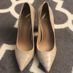 Brian Atwood Nude Block Heels Size 8.5